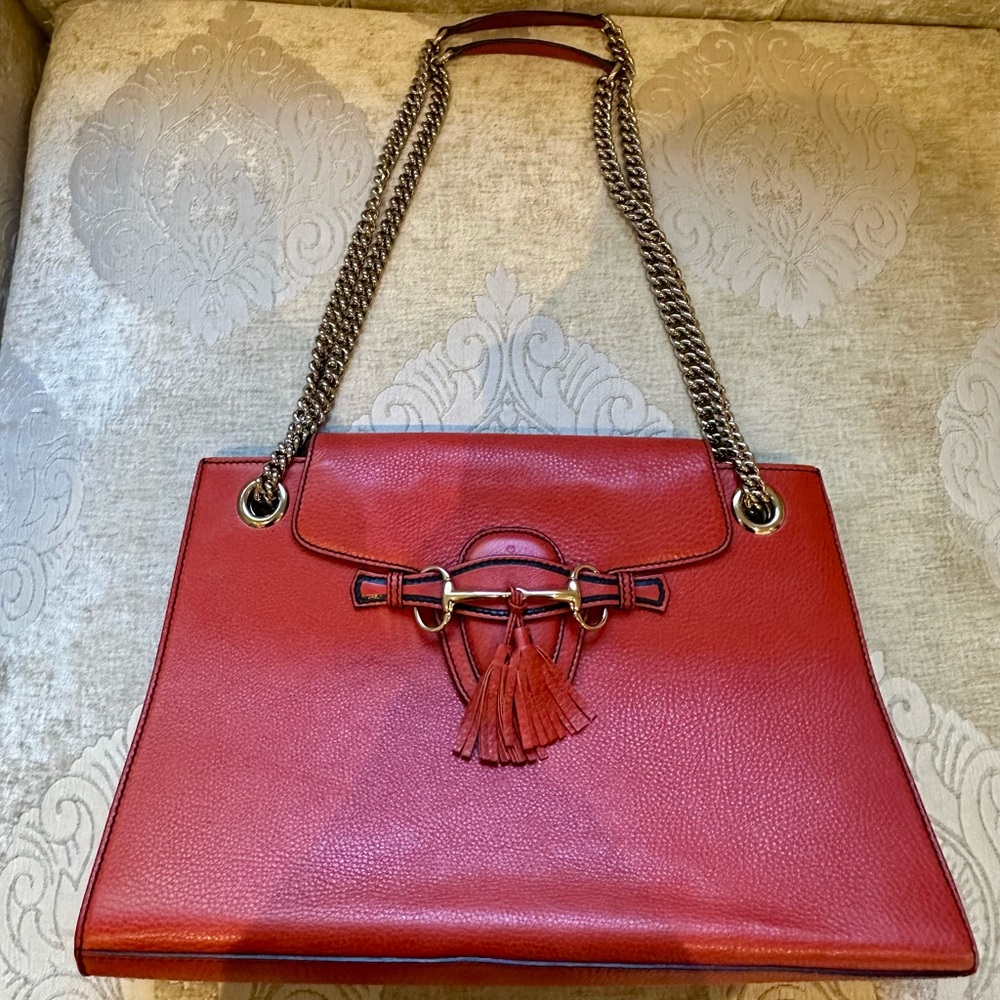 Gucci Red Guccissima Leather Emily Shoulder Bag